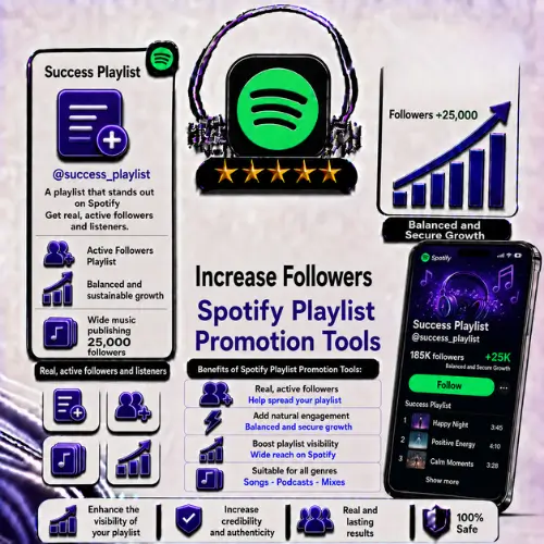 زيادة متابعين قوائم تشغيل سبوتيفاي | Playlist Followers بجودة عالية